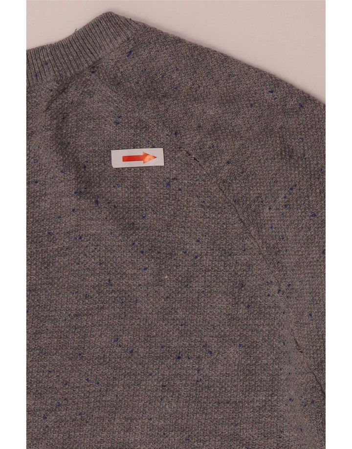 Maglione Zara da uomo con scollo a barca in cotone screziato grigio medio