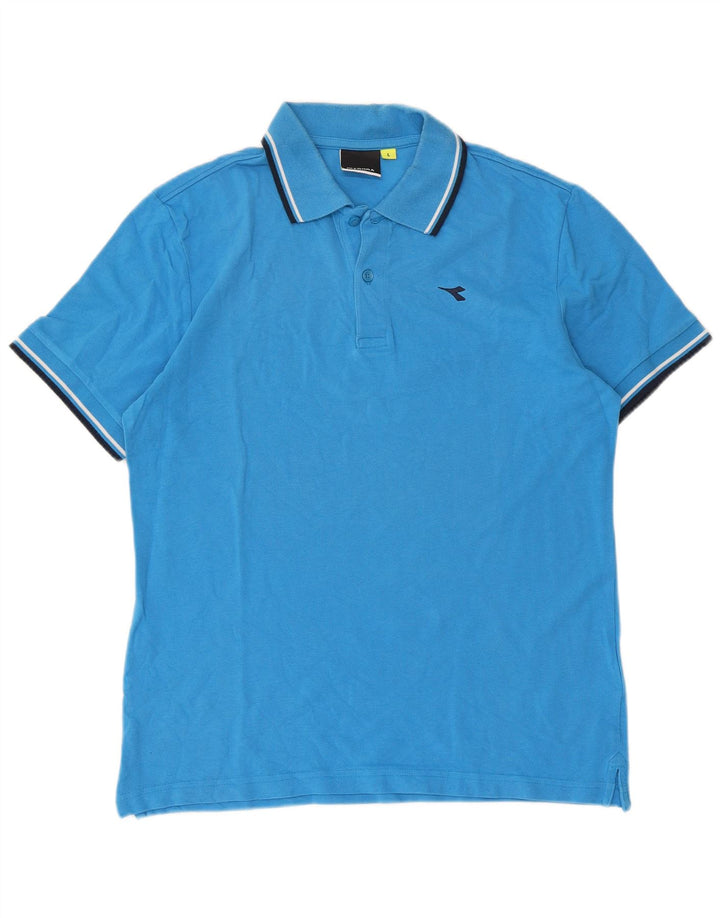 Polo Diadora Uomo Large in Cotone Rigato Blu
