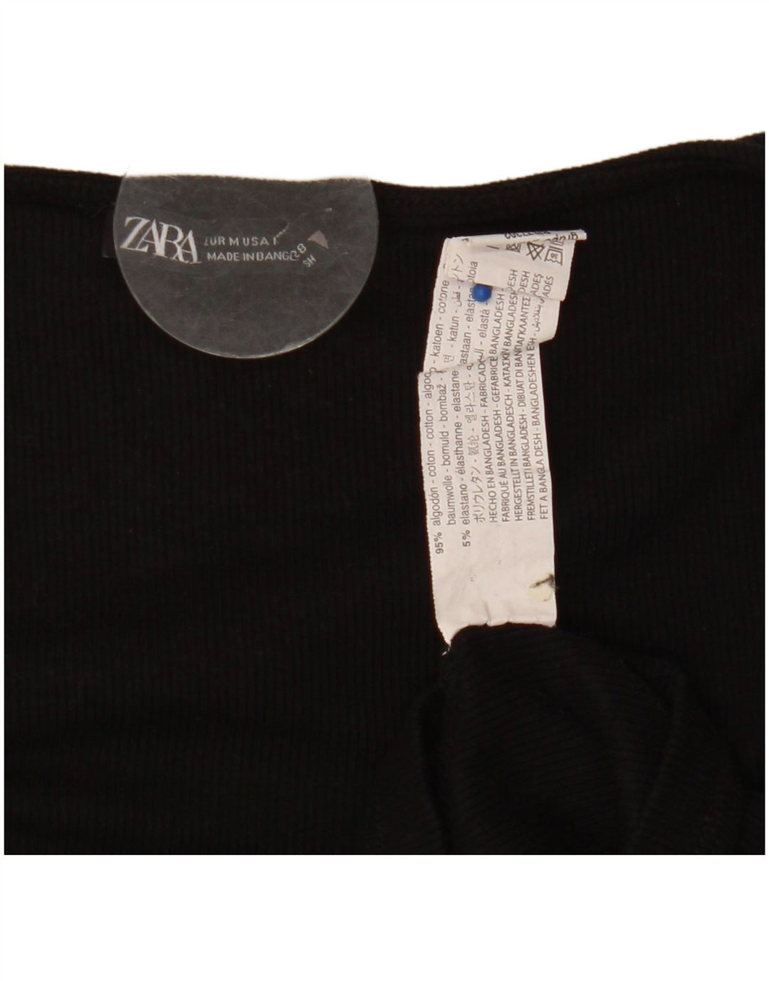 Top Zara da donna corto con allacciatura sul davanti manica lunga UK 12 cotone nero medio