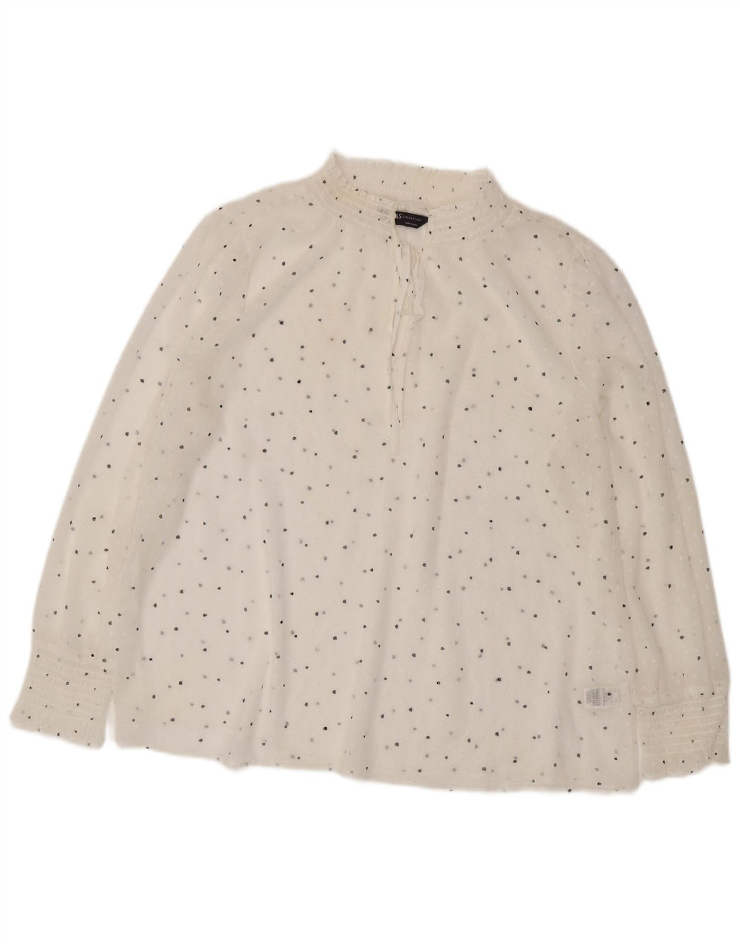 Top camicetta a maniche lunghe da donna Marks & Spencer UK 18 XL bianco maculato
