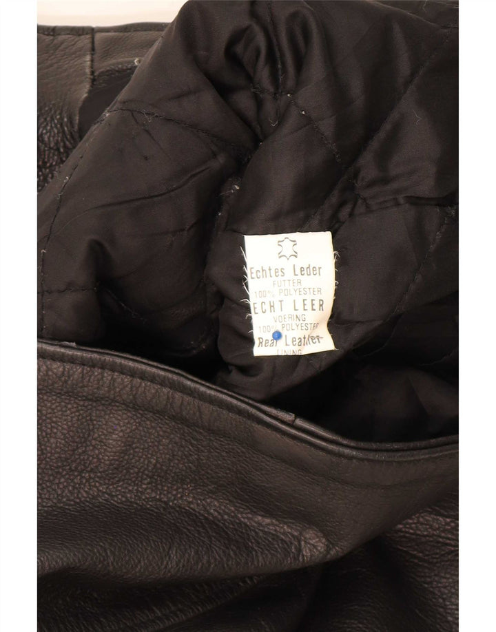 Giacca da motociclista in pelle vintage da uomo UK 36 piccola nera