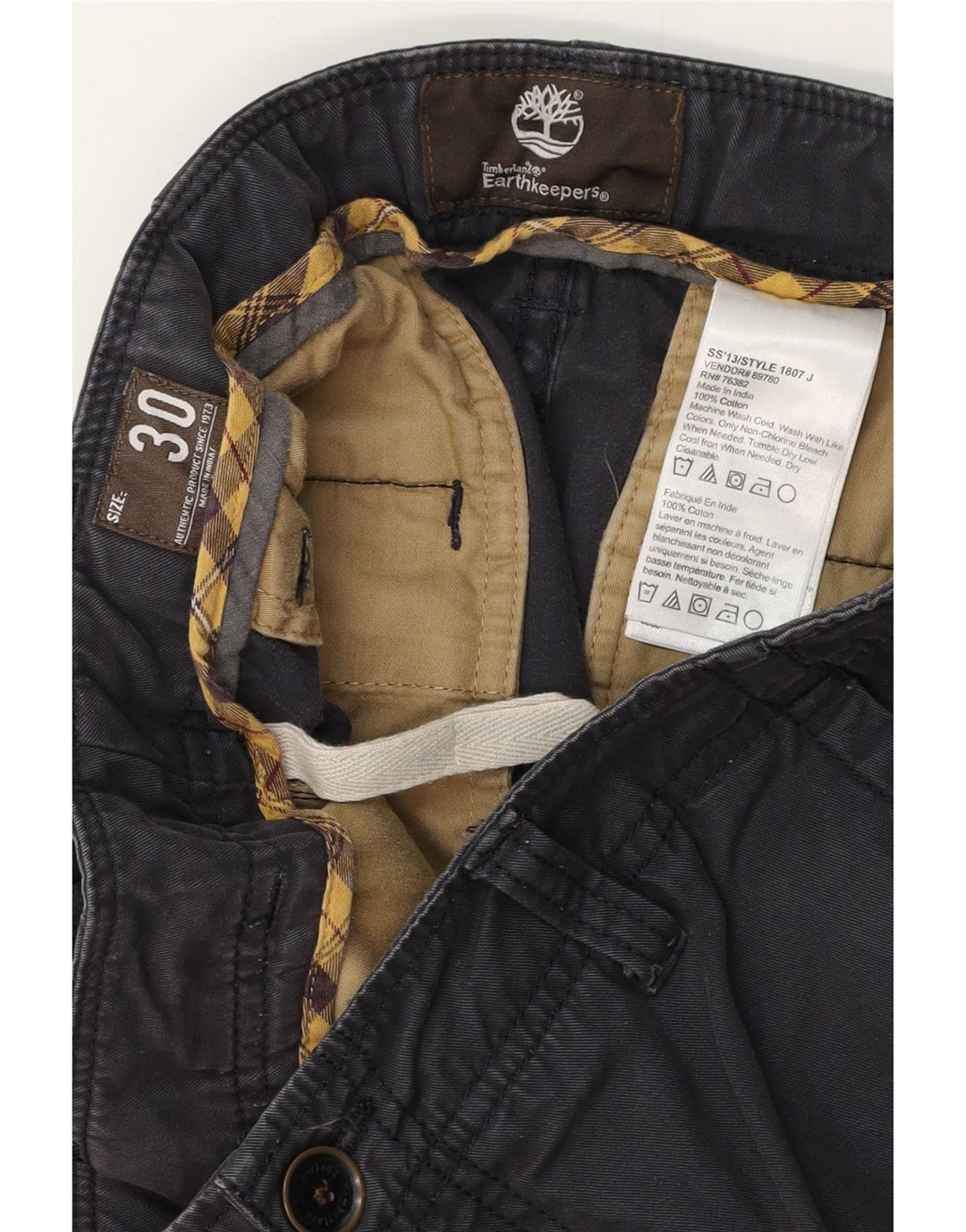 TIMBERLAND Pantaloncini chino da uomo Earthkeepers W30 cotone blu navy medio