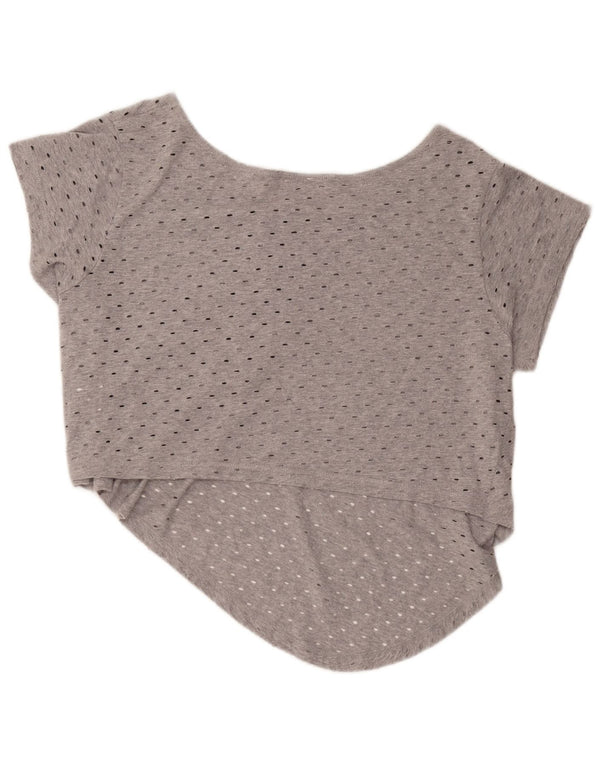 T-shirt corta da donna Reebok Top UK 16 grande cotone grigio