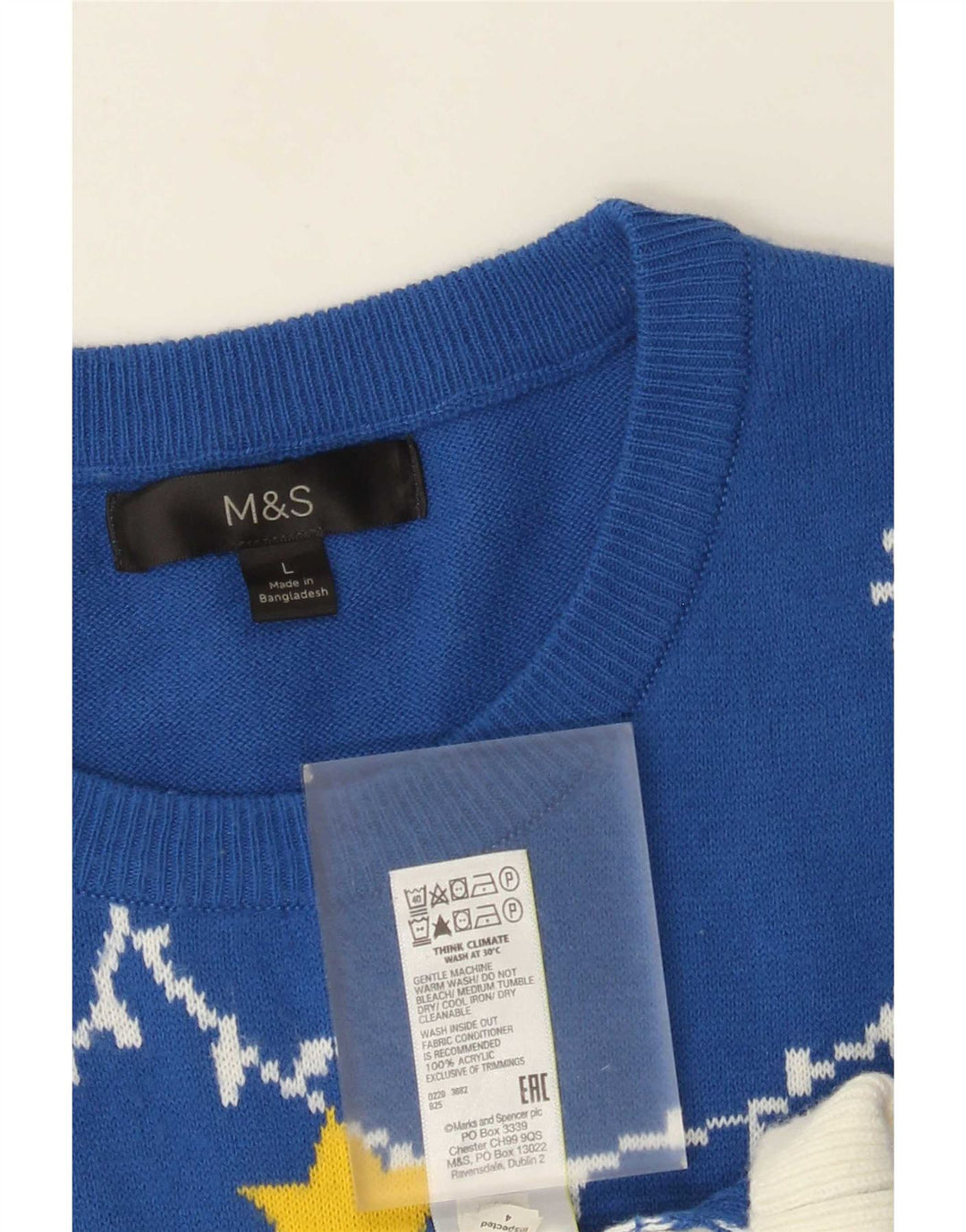 Maglione maglione girocollo da uomo Marks & Spencer grande blu natalizio