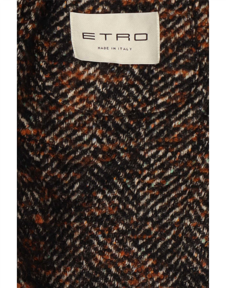 Cappotto Uomo Etro IT 52 XL Marrone Spinato Lana Classico