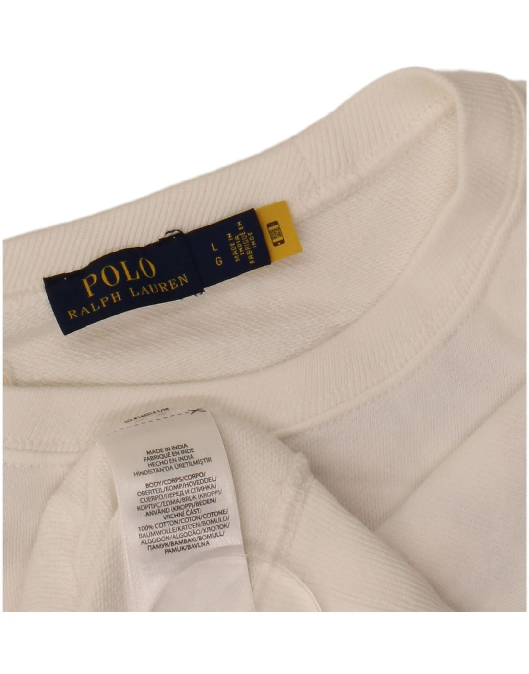 POLO RALPH LAUREN Felpa corta da donna Maglione UK 16 Large Bianco