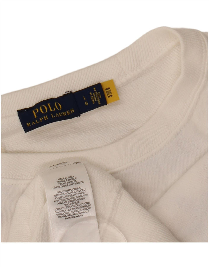 POLO RALPH LAUREN Felpa corta da donna Maglione UK 16 Large Bianco