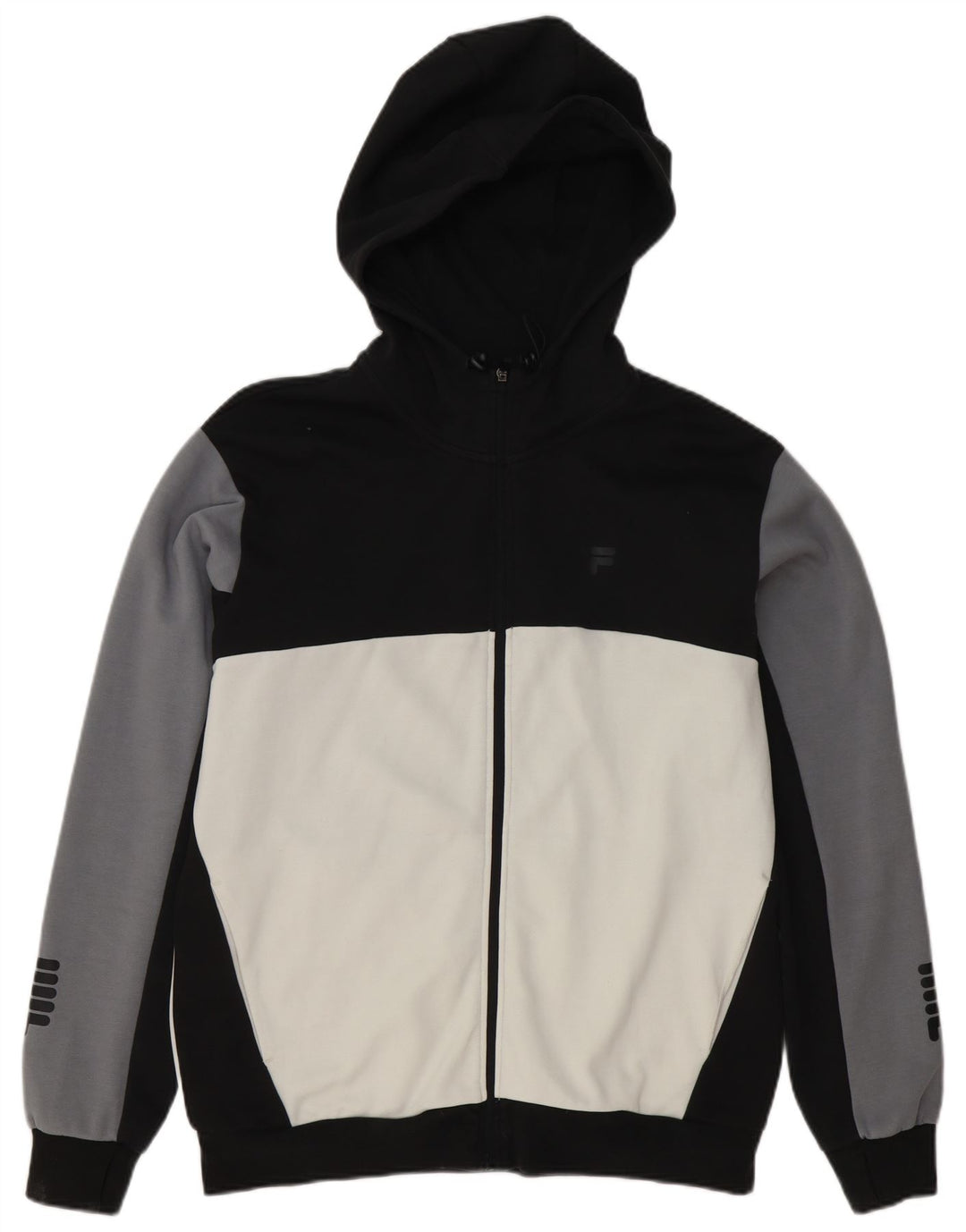 Maglione con cappuccio e zip da uomo Fila grande color block nero