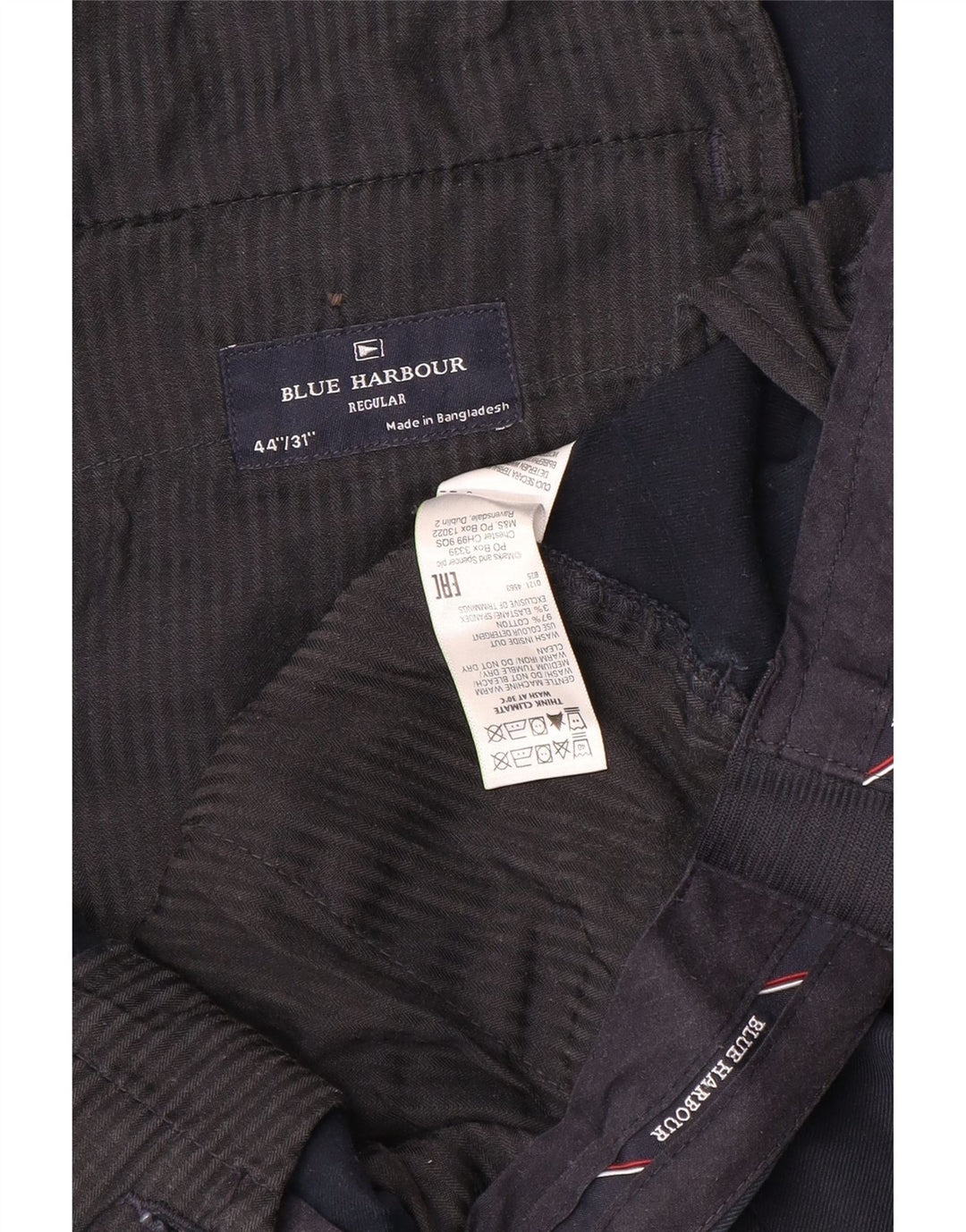 Pantaloni chino da uomo Marks & Spencer Blue Harbour W44 L31 Blu Navy