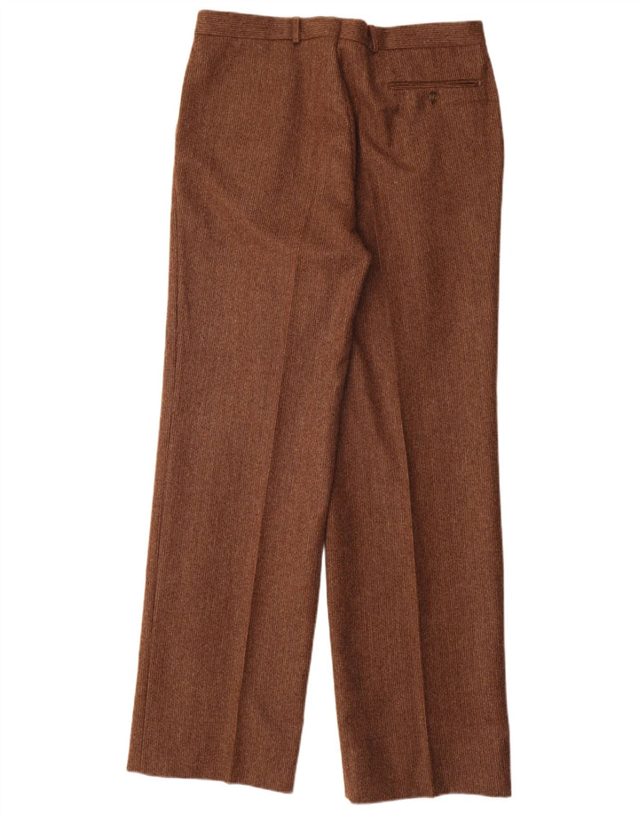 Pantaloni da abito vintage da uomo con pegging W32 L33 in lana vergine marrone