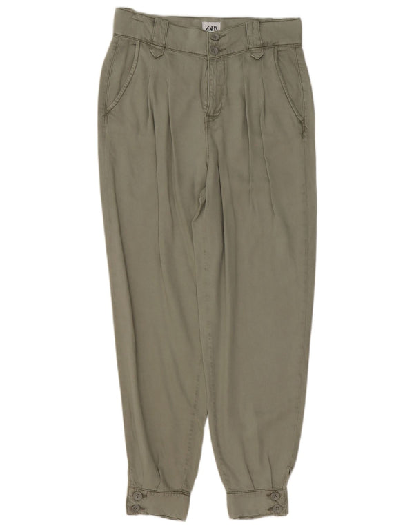 Pantaloni chino da jogging da donna Zara EU 36 XS W26 L26 Khaki Lyocell