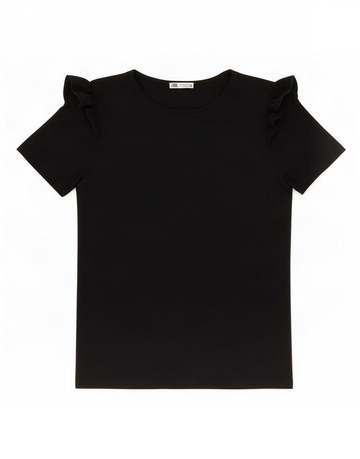 Top in camicetta da donna Zara UK 12 poliestere nero medio