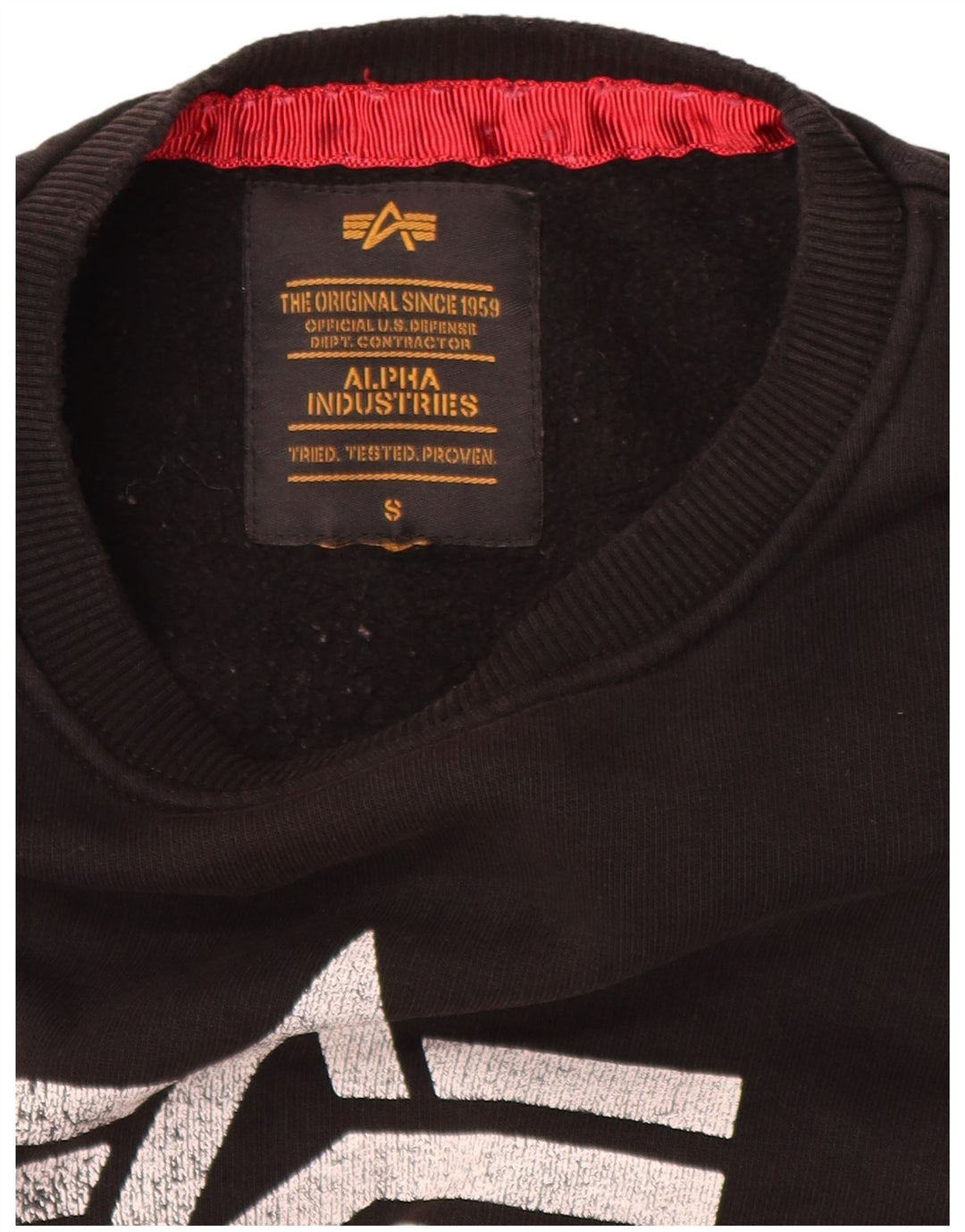 Felpa grafica da uomo Alpha Industries Maglione piccolo nero