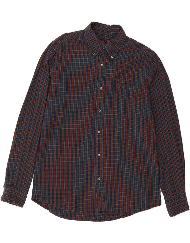 KAPPA Mens Flannel Shirt Large Navy Blue Check Cotton Vintage Kappa and Second-Hand Kappa from Messina Hembry 