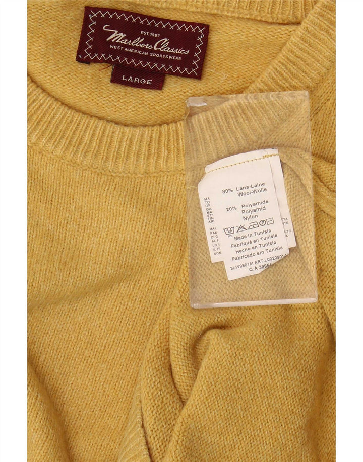 Marlboro Classics Maglione girocollo da uomo maglione grande in lana gialla