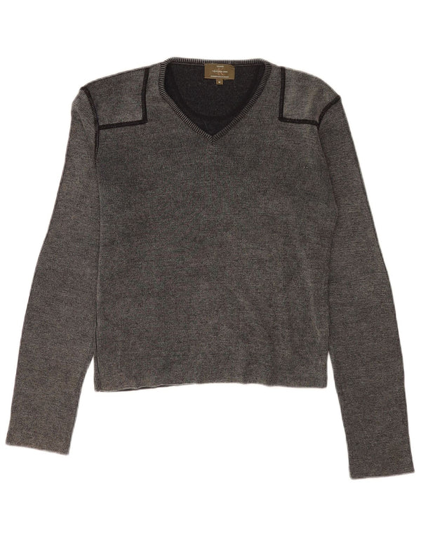 Maglione con scollo a V corto da donna Calvin Klein Jeans UK 14 Lana grigio medio