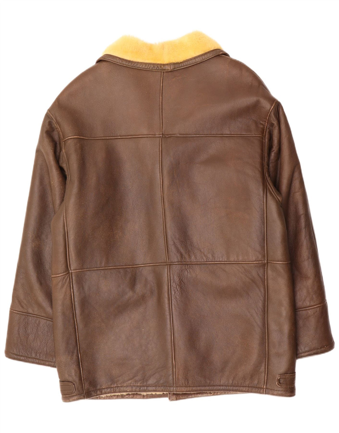 Cappotto vintage in shearling da uomo UK 40 grande marrone