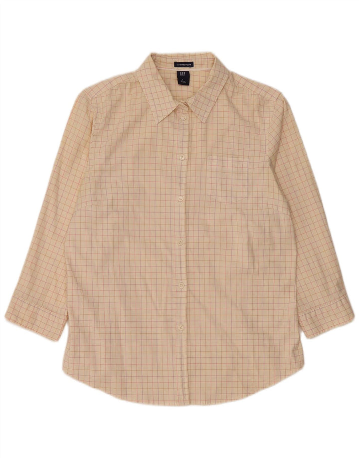Gap Camicia da donna con maniche a 3/4 UK 16 Large Beige Check