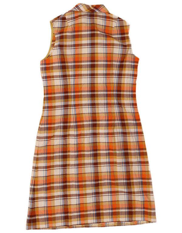 Abito tubino senza maniche vintage da donna IT 42 Poliestere a quadri arancione medio