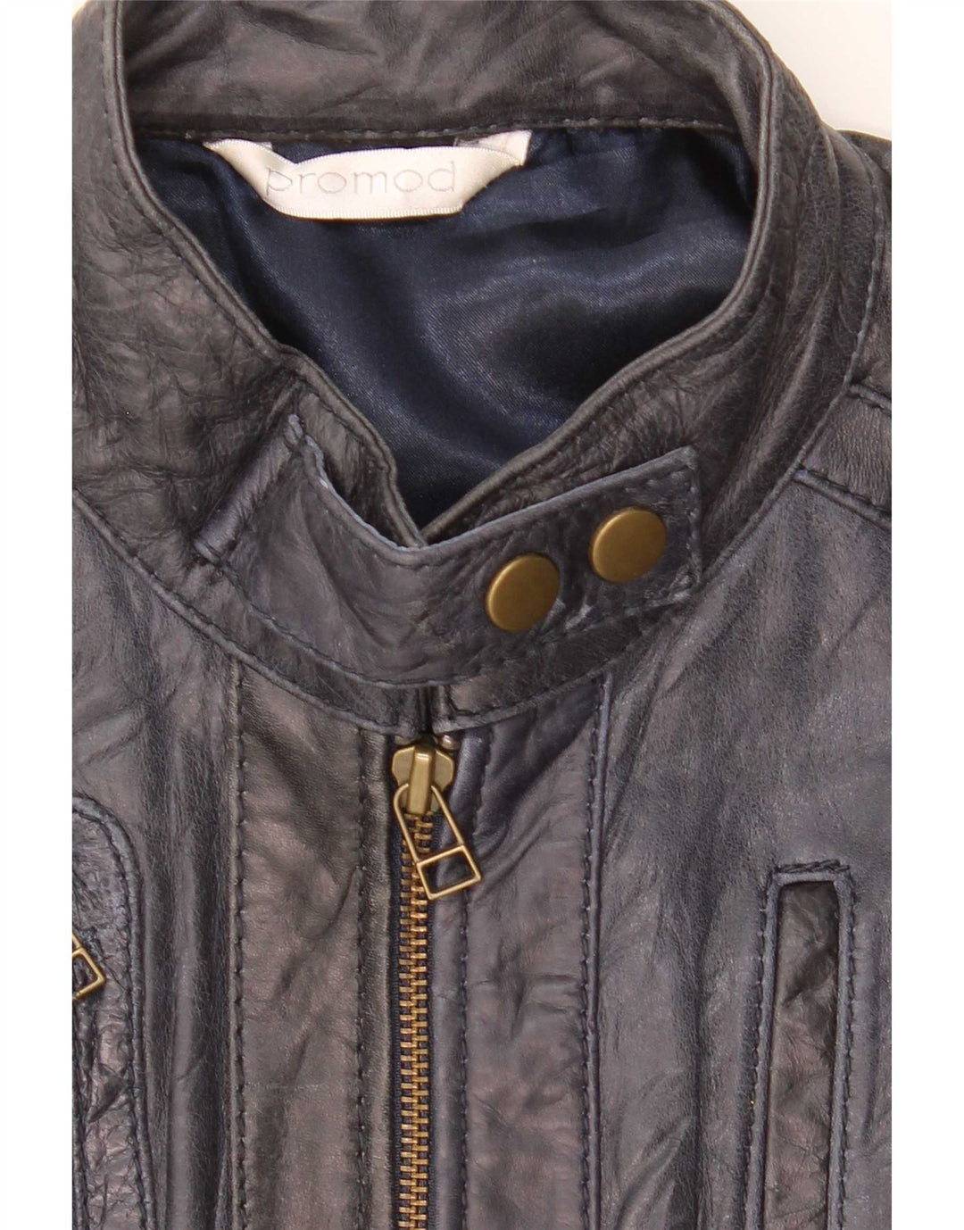 Giacca in pelle da donna Promod UK 14 media blu navy