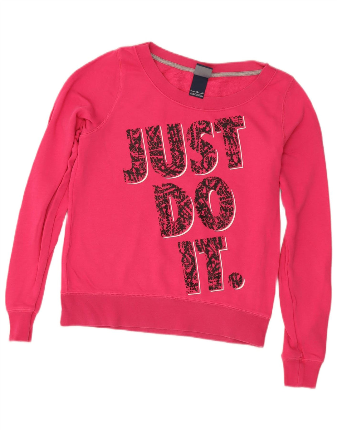 Felpa con grafica Nike da donna, maglione UK 12, cotone rosa medio