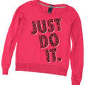 Felpa con grafica Nike da donna, maglione UK 12, cotone rosa medio