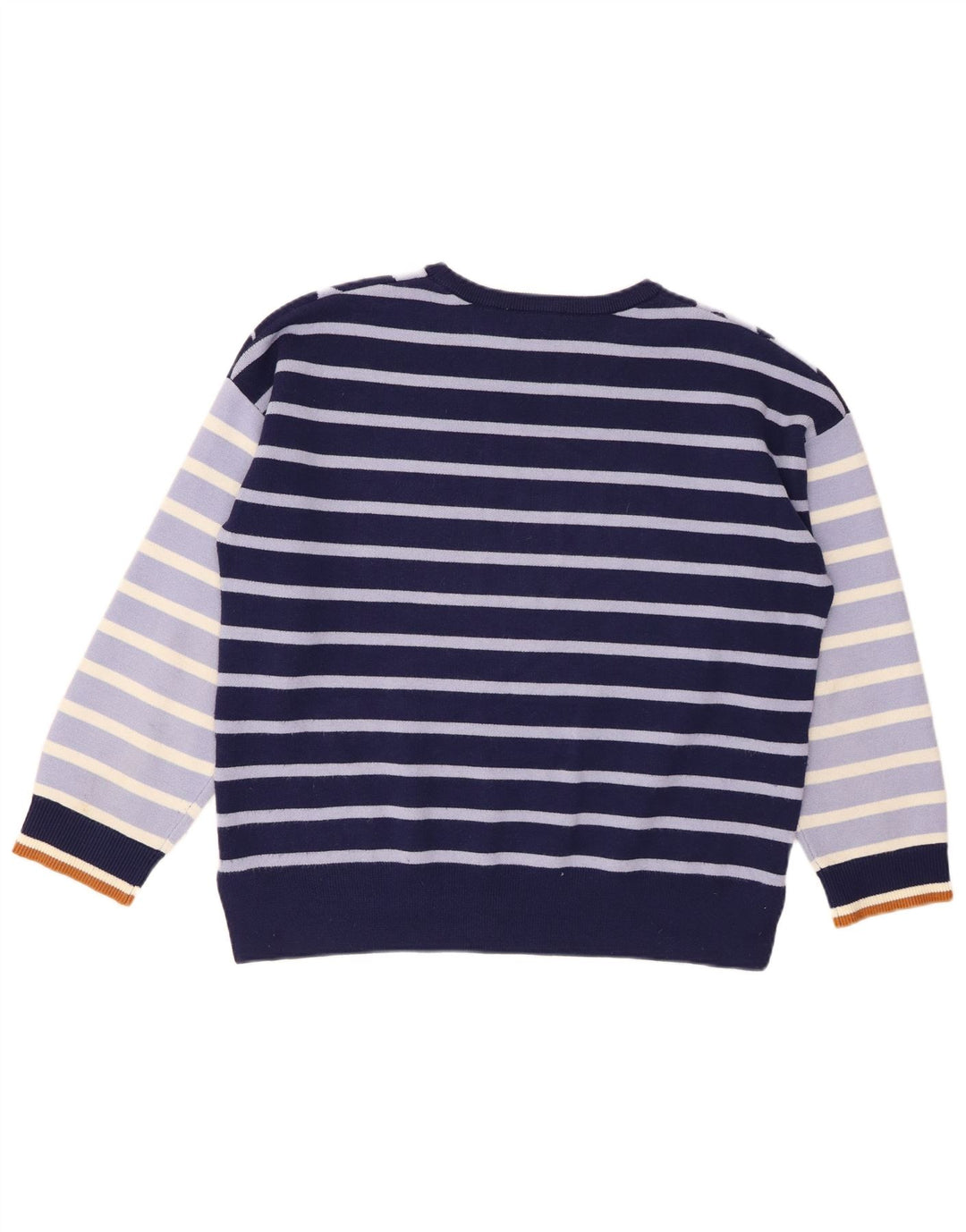WHITE STUFF Maglione maglione girocollo da donna UK 14 Grandi righe blu navy
