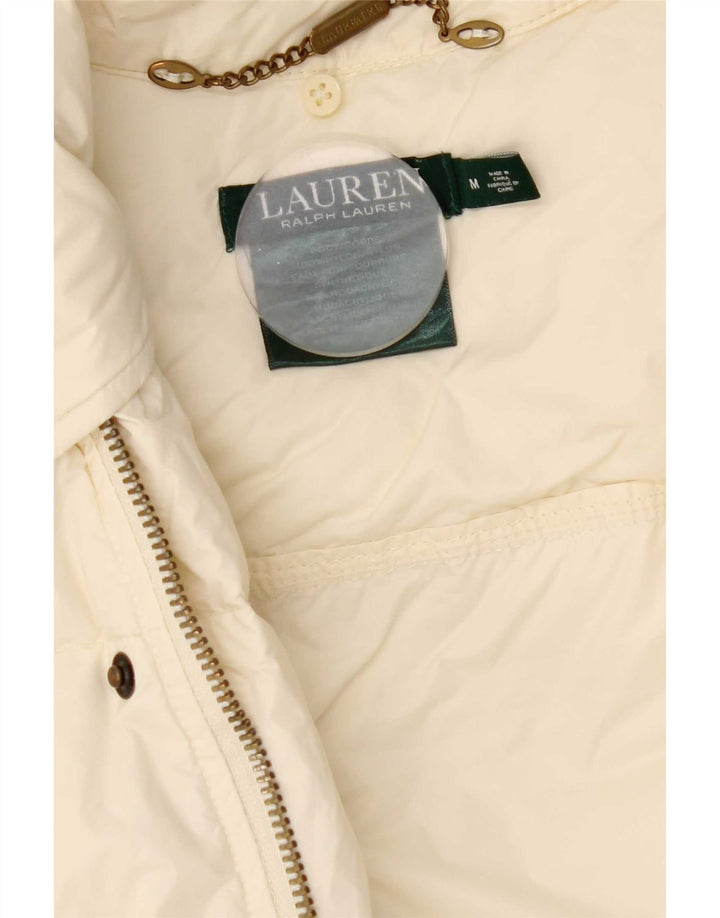 Cappotto imbottito da donna Ralph Lauren UK 14 nylon bianco sporco medio