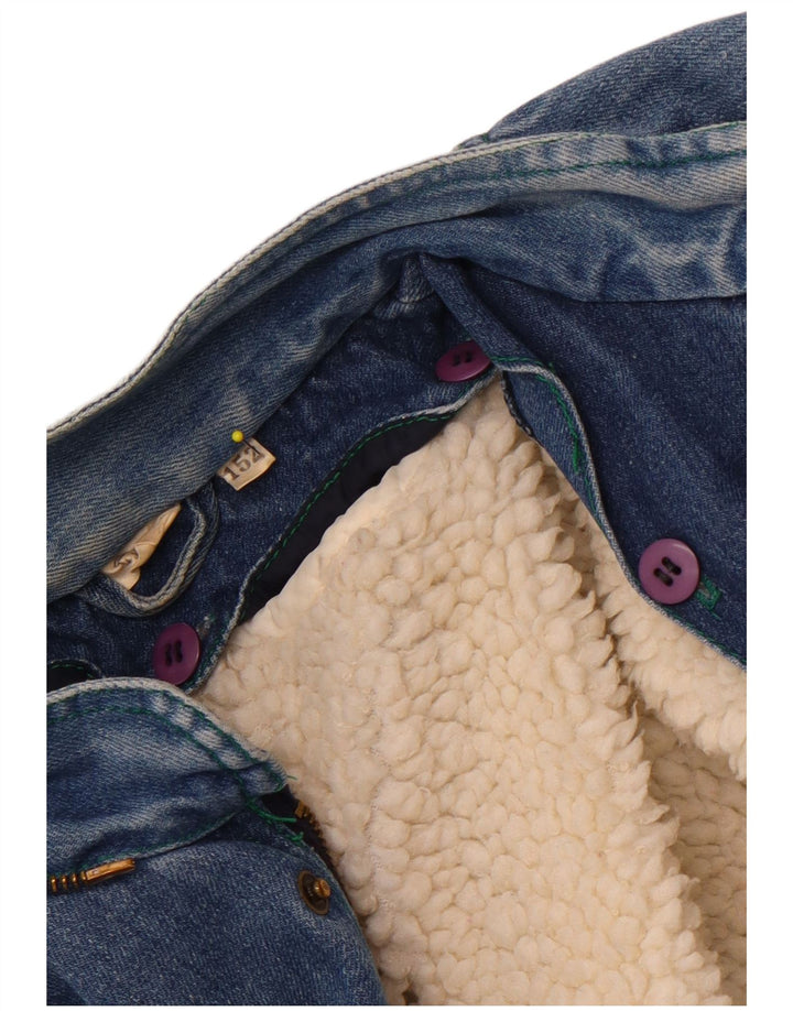 Giacca vintage in denim Sherpa da donna UK 14 grande blu