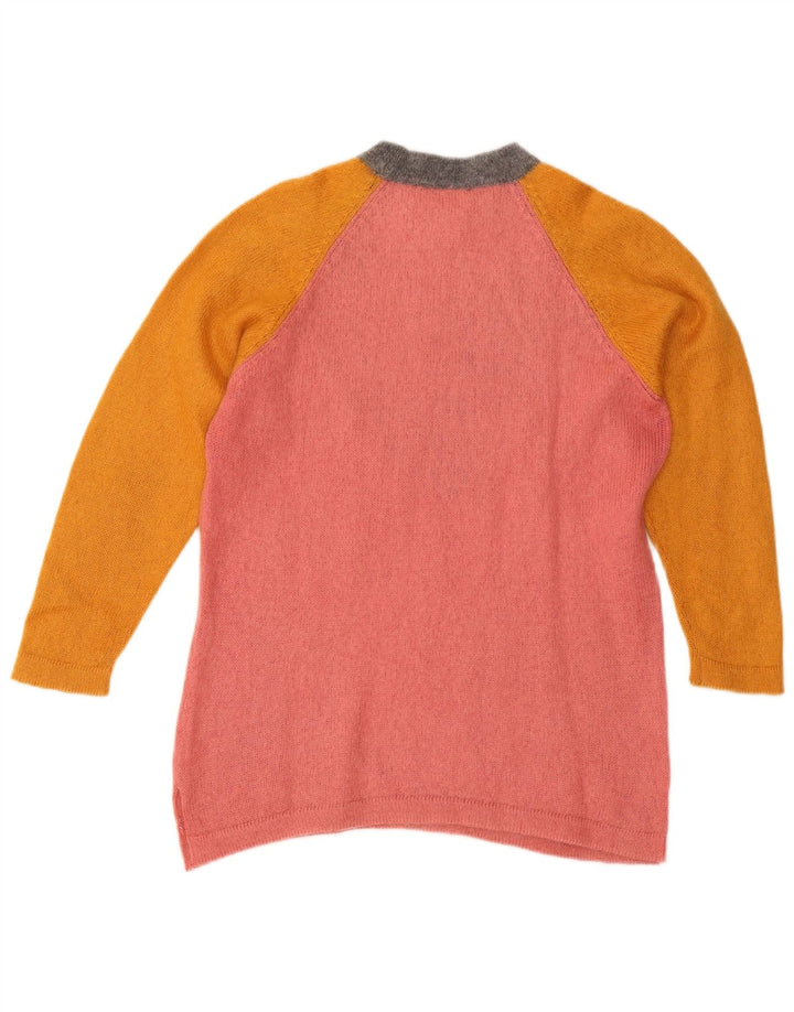 Maglione girocollo da donna vintage IT 42 Colorblock rosa medio