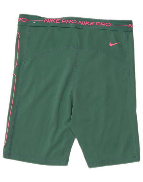 Pantaloncini sportivi Nike Dri Fit Graphic da donna UK 14 Large Verde Poliestere