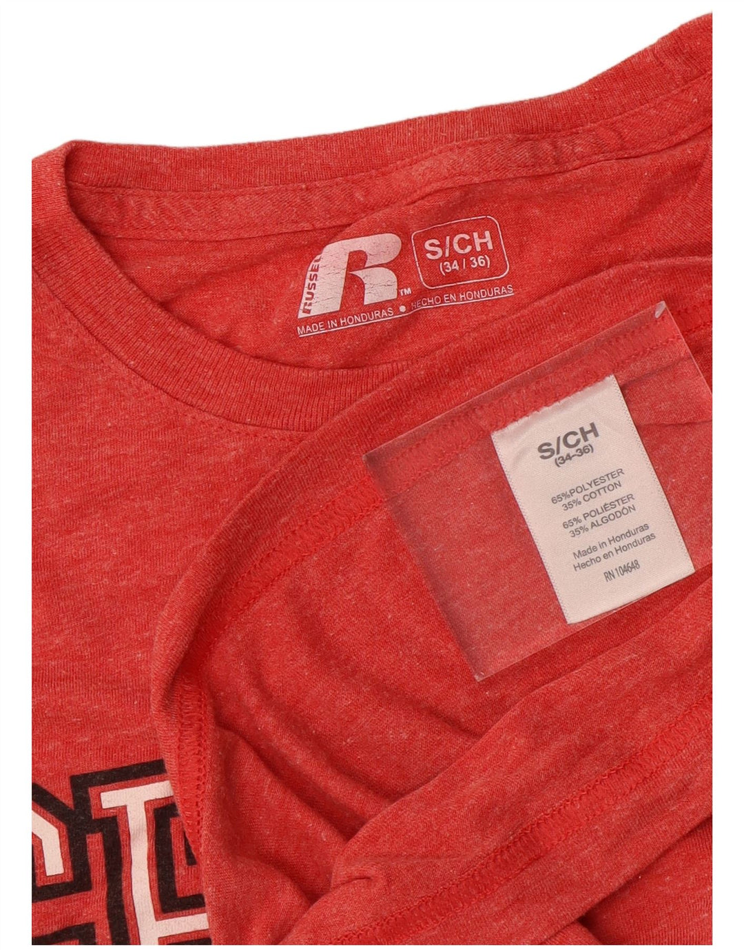 T-shirt grafica da uomo Russell Athletic Top piccola in poliestere rosso
