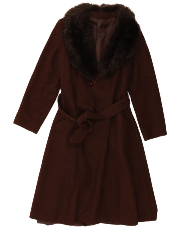 Soprabito vintage da donna UK 14 in lana marrone medio