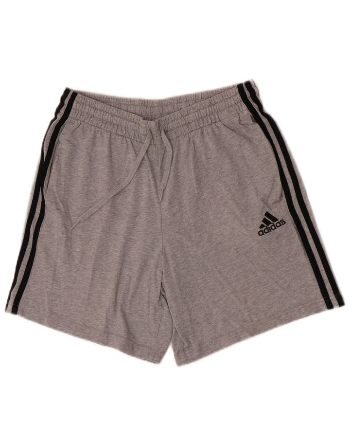 Pantaloncini sportivi da uomo Adidas in cotone grigio medio