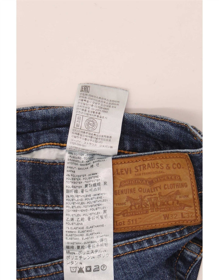 Levi's Uomo 511 Slim Jeans W32 L32 Cotone Blu Navy