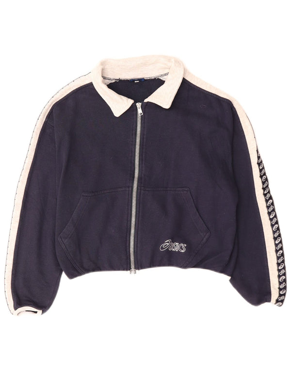 Giacca da tuta grafica da donna Asics UK 10 Small Blu Navy Colourblock