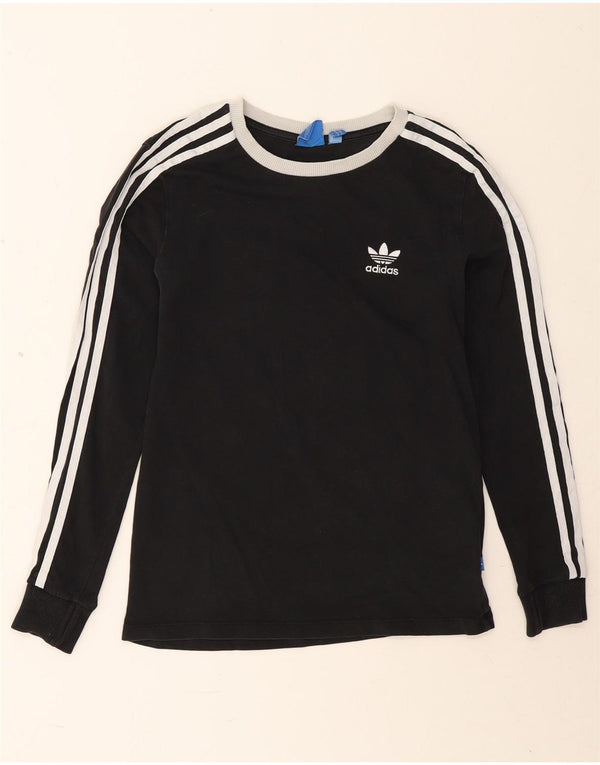 Adidas Womens Top Long Sleeve UK 6 XS  Black Cotton