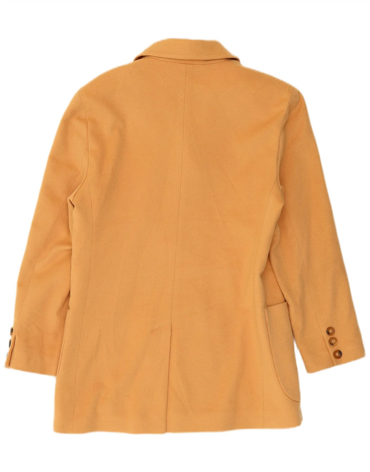 HENRY WHITE Giacca blazer a 3 bottoni da donna UK 14 Large Beige Lana