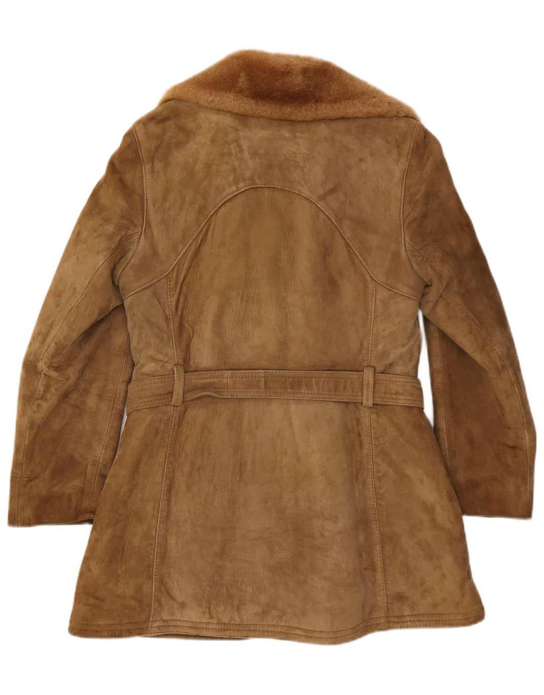 Cappotto in shearling vintage da donna UK 12 Beige medio
