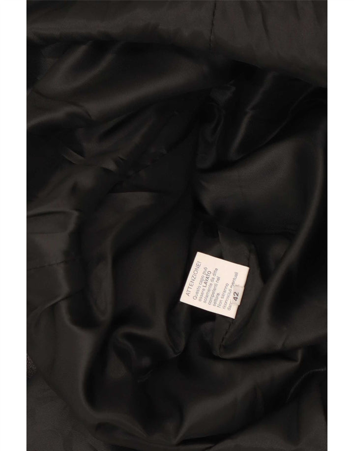 Cappotto in pelle vintage da donna IT 42 medio nero