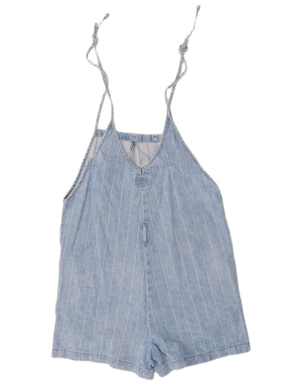 PEPE JEANS Womens Playsuit UK 18 XL Blue Striped Cotton