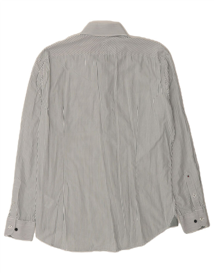 TOMMY HILFIGER Mens Shirt Size 39 15 1/2 Medium Grey Pinstripe Cotton Vintage Tommy Hilfiger and Second-Hand Tommy Hilfiger from Messina Hembry 