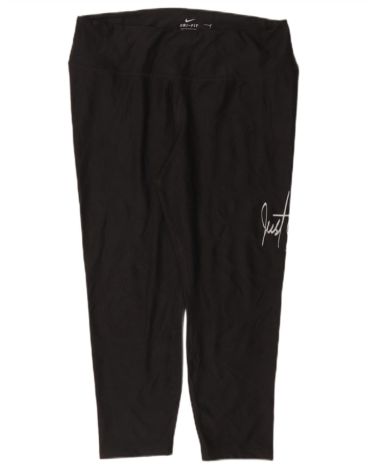 Leggings Capri grafici NIKE da donna Dri Fit UK 18 XL poliestere nero