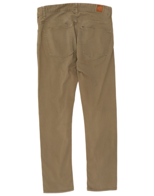 Zara Mens Slim Casual Trousers EU 38 Small W30 L28 Khaki Cotton