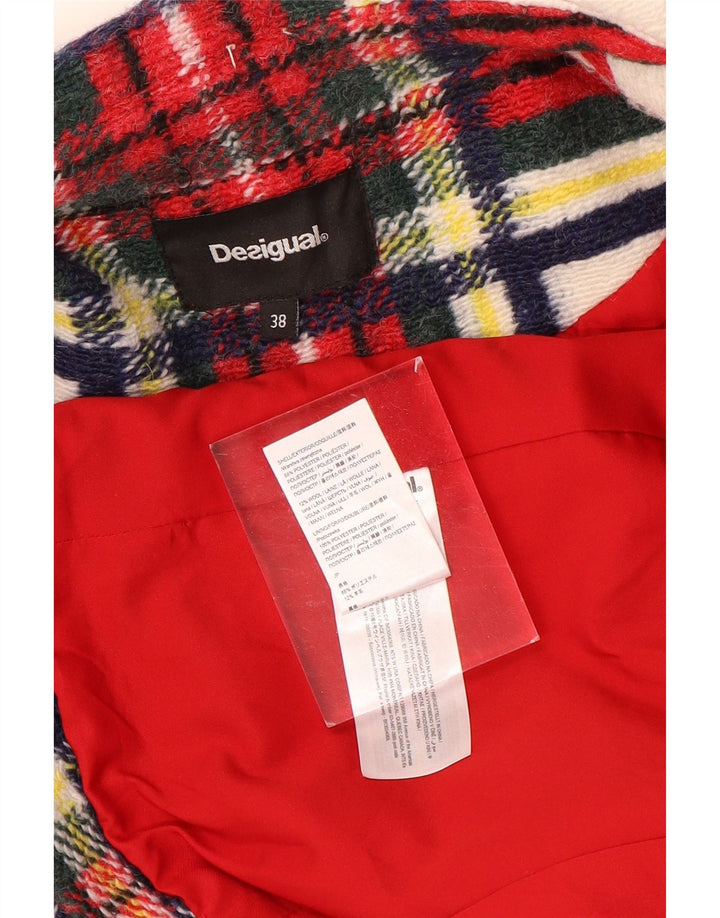 Cappotto doppiopetto da donna Desigual EU 38 poliestere medio a quadri rosso