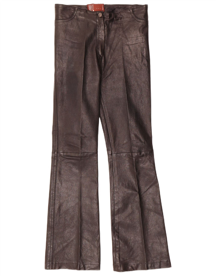 Pantaloni in pelle svasati da donna vintage W28 L30 neri