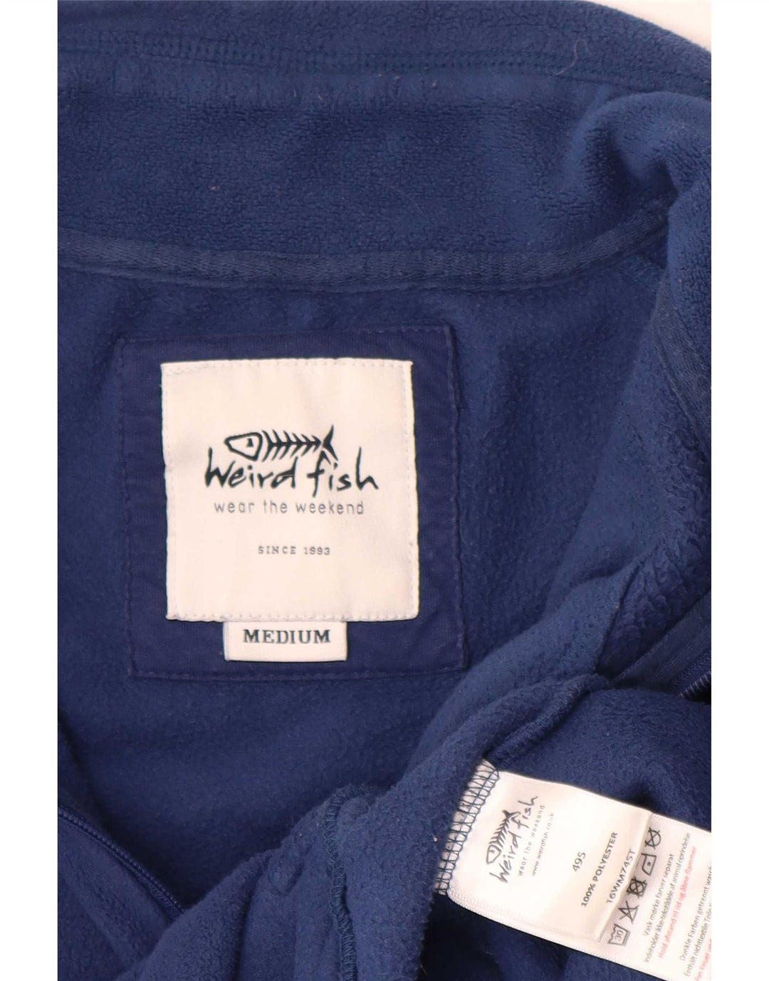 Giacca in pile da uomo Weird Fish UK 38 poliestere medio blu navy