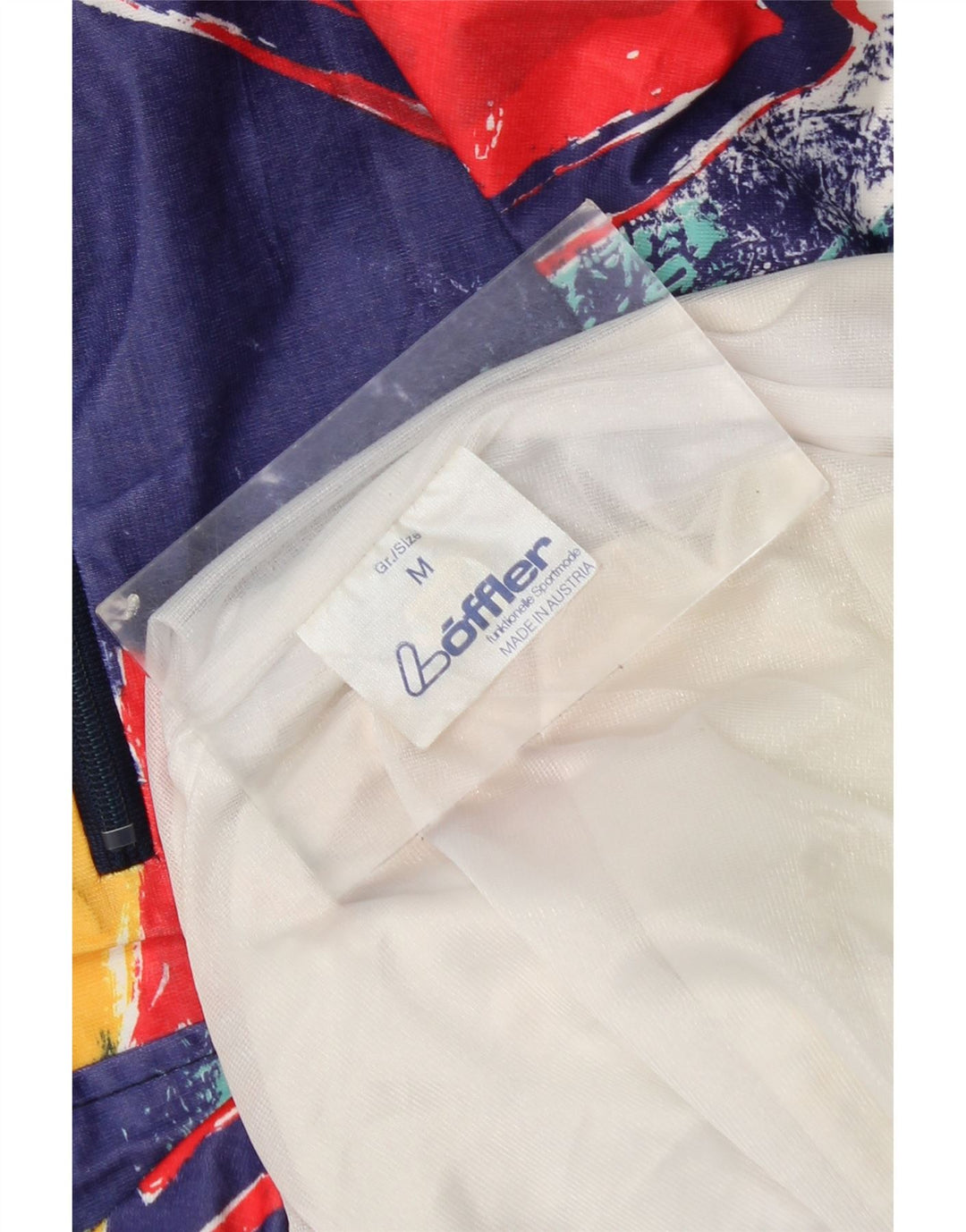 Giacca antipioggia da uomo con cappuccio Loffler UK 38 media multicolore geometrica