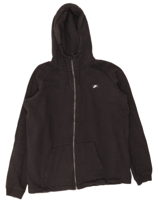 Nike Mens Zip Hoodie Sweater Medium Black Cotton