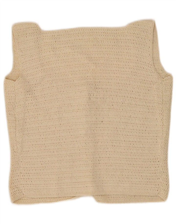 Top corto da donna vintage UK 10 piccolo bianco sporco